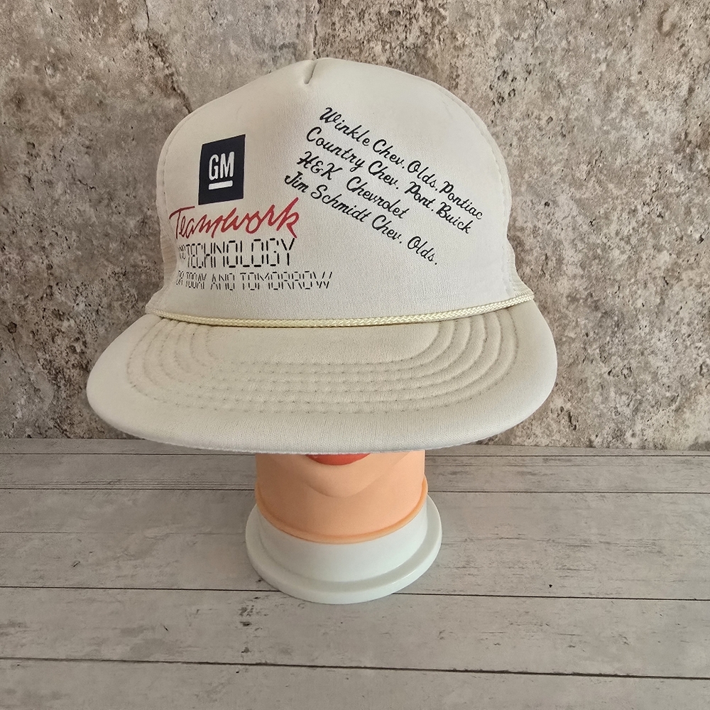 Vintage Ohio GM Chevy Dealers Teamwork & Technology Trucker Mesh Adjustable Hat